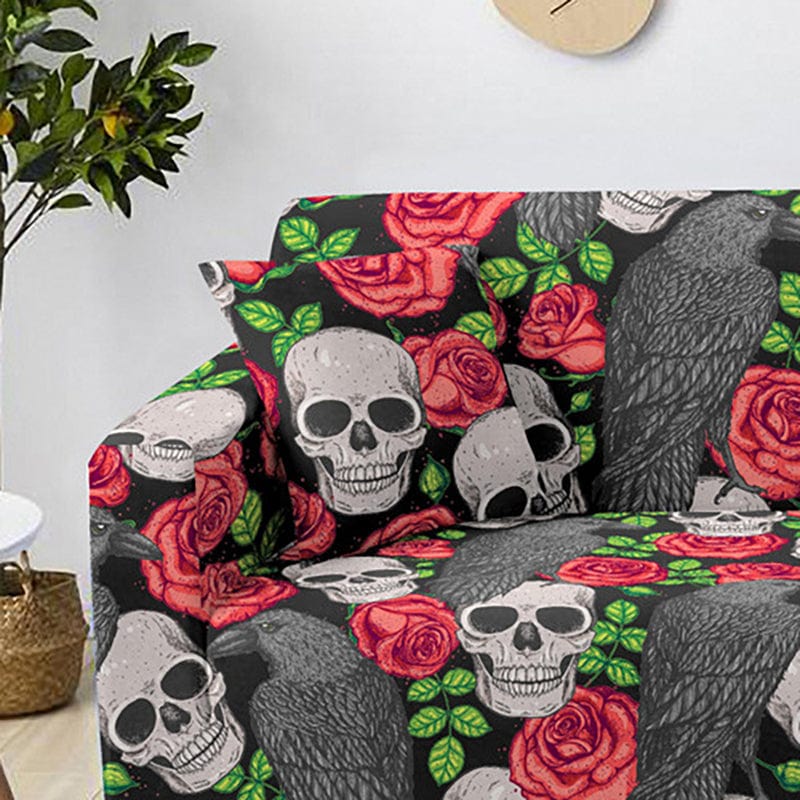 Skull Halloween - TWO PIECES - EXPANDABLE CUSHION COVERS 18" X 18" (45 CM X 45 CM)