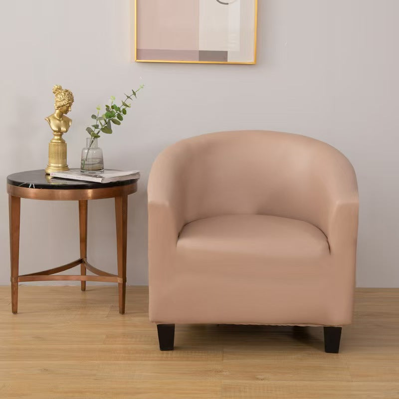 Faux leather tub chair cover, Taupe, fitted on a tub chair