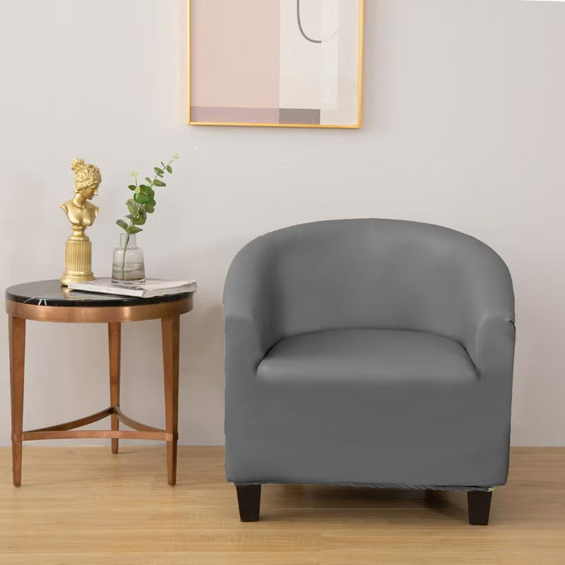 Faux leather tub chair cover, Pebble grey, fitted on a tub chair