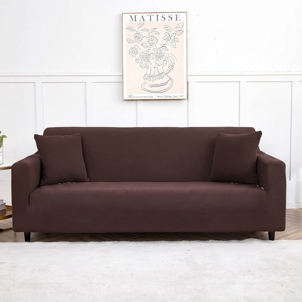 Water-repellent sofa cover, Chocolate