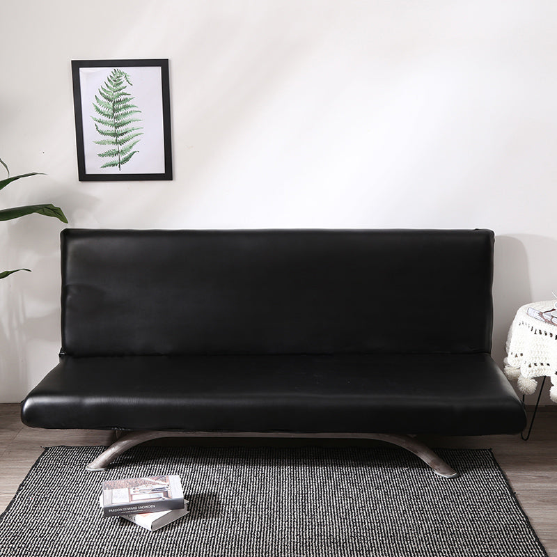 Faux leather click-clack sofa bed cover, Onyx black, fitted on a click-clack sofa bed