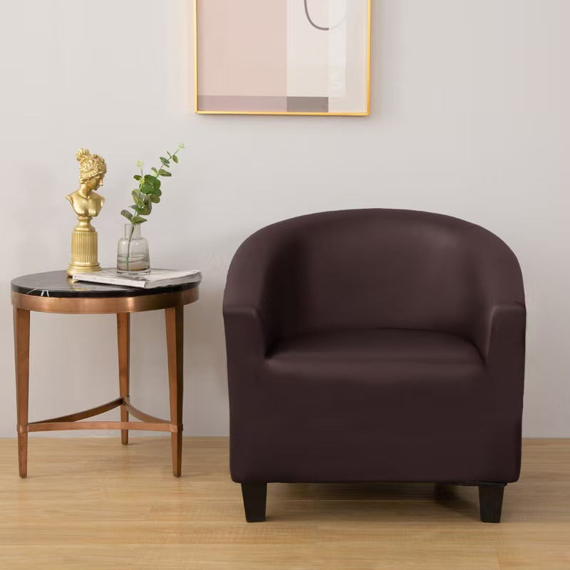 Faux leather tub chair cover, Mahogany, fitted on a tub chair