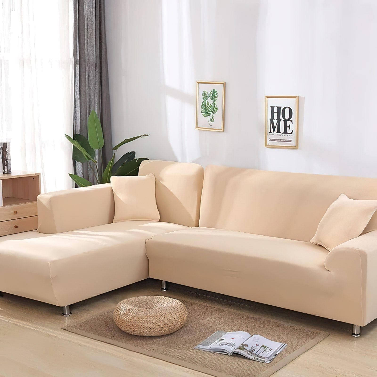Beige - Extendable Armchair and Sofa Covers - The Sofa Cover House