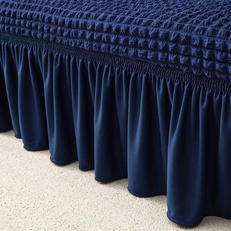 Blue - Stretch Sofa Covers With Pleated Skirt - The Sofa Cover House