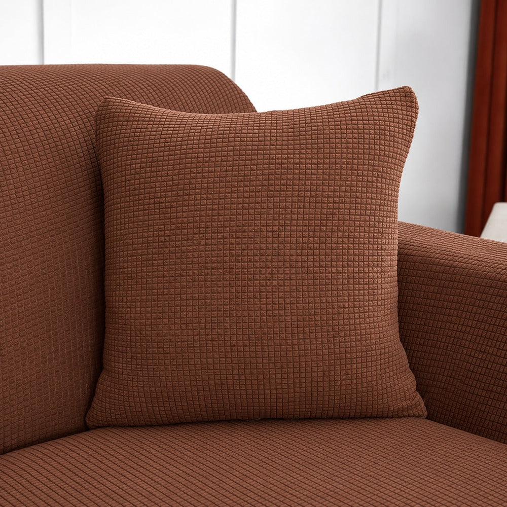Water-repellent cushion cover 45 × 45 cm (18 in), single, Coffee, fitted on a sofa