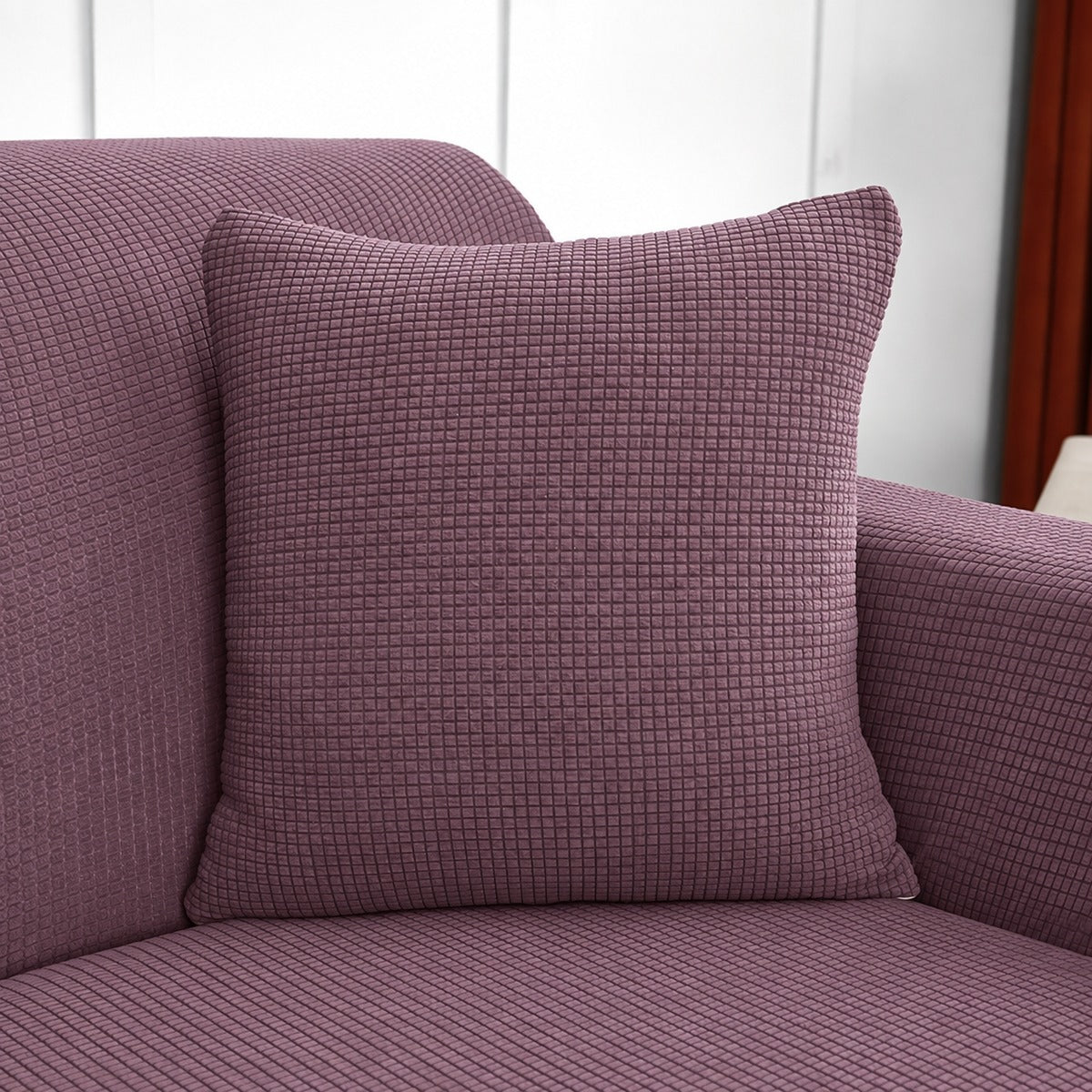 Water-repellent cushion cover 45 × 45 cm (18 in), single, Pink, fitted on a sofa