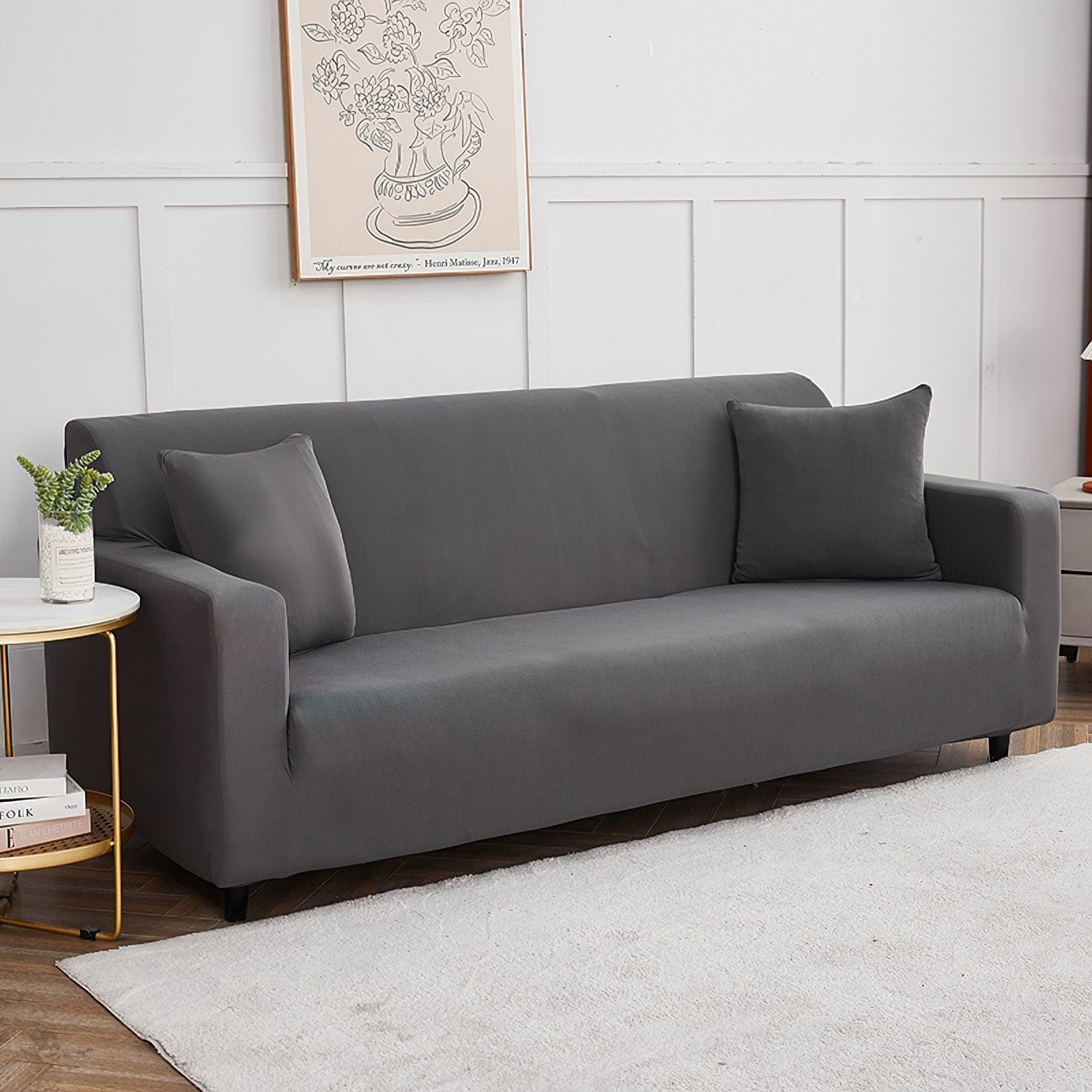 Dark grey - Extendable Armchair and Sofa Covers - The Sofa Cover House