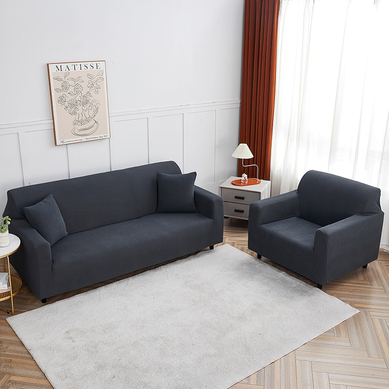 Grey - 100% Waterproof and Ultra Resistant Stretch Armchair and Sofa Covers - The Sofa Cover House