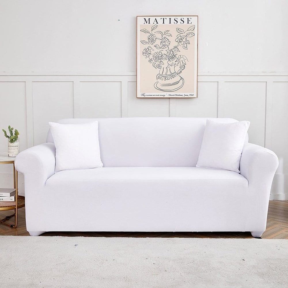 Stretch sofa cover, White