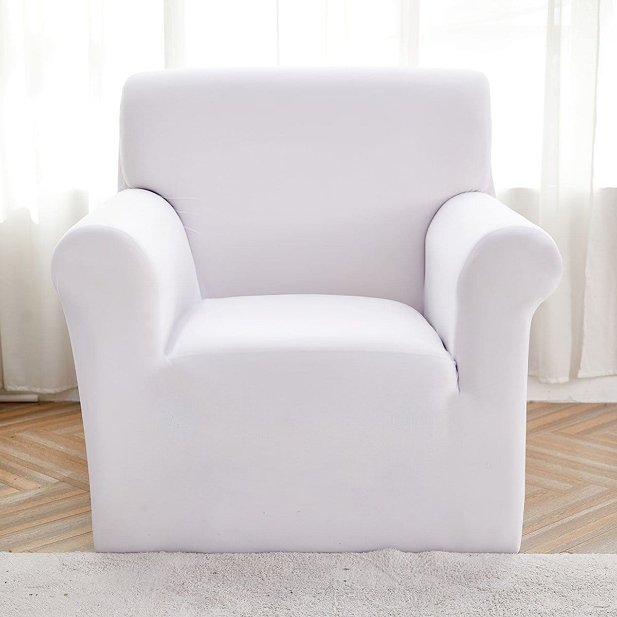 Stretch armchair cover, White