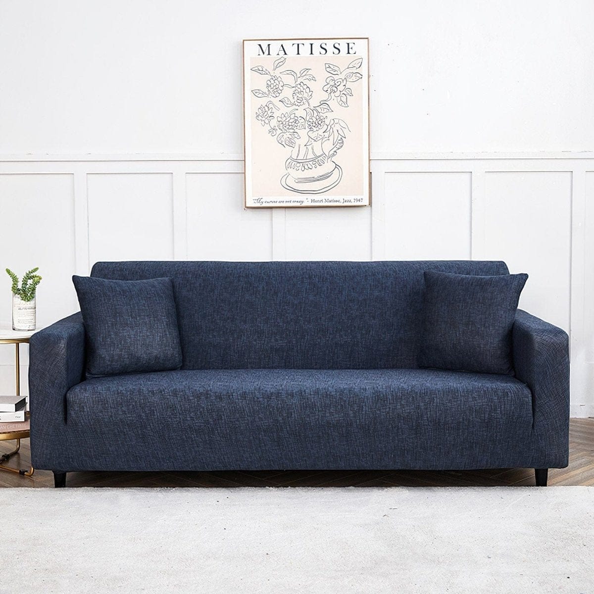 Stretch sofa cover, Navy marl