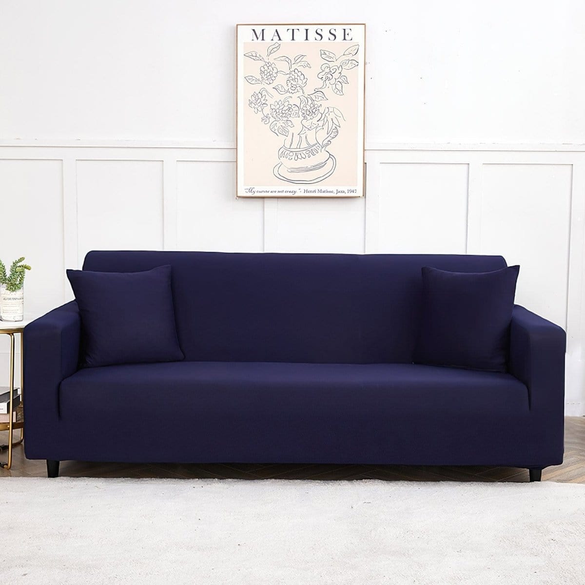 Stretch sofa cover, Navy blue