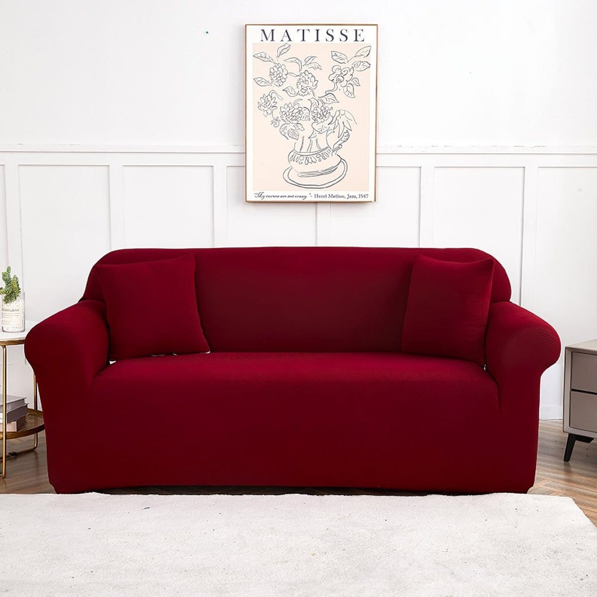 Water-repellent sofa cover, Dark burgundy