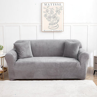 Velvet sofa cover, Pewter grey