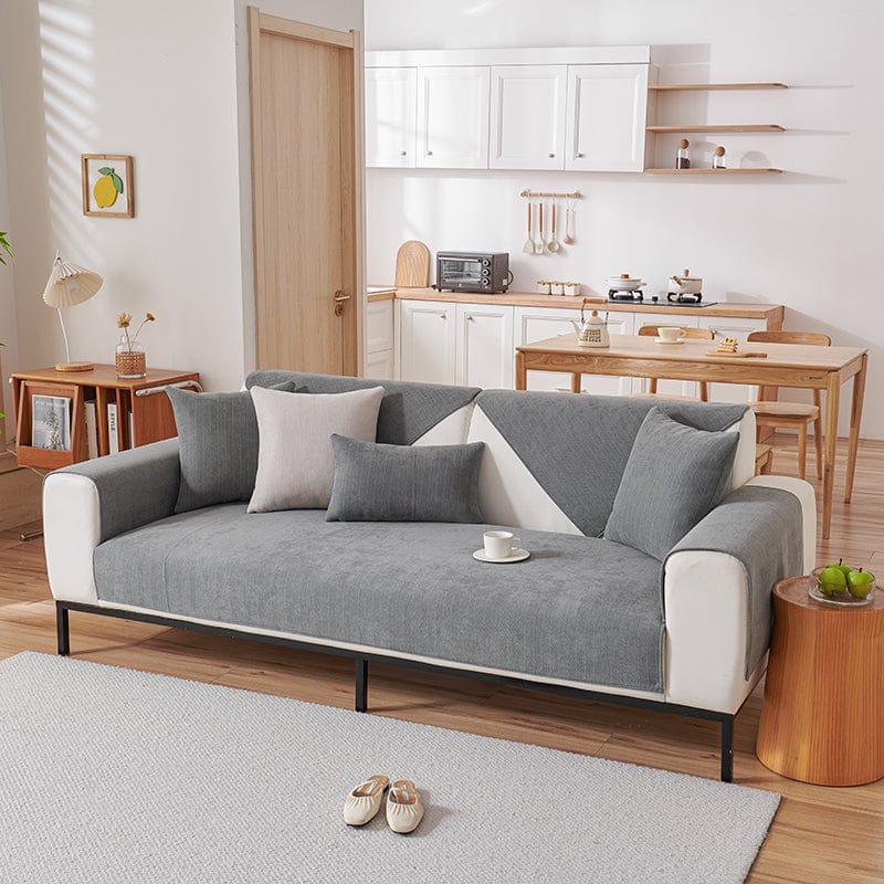 EasyCover chenille sofa cover, Grey, fitted on a sofa