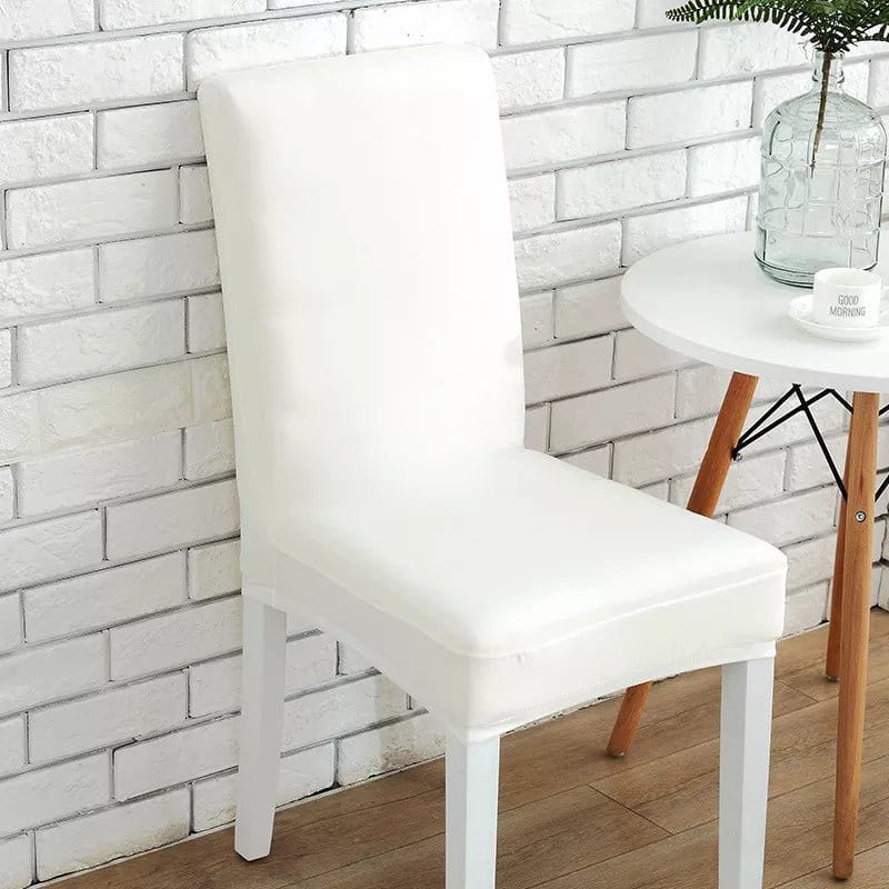 Stretch dining chair cover, White