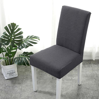 Water-repellent dining chair cover, Grey, fitted on a dining chair