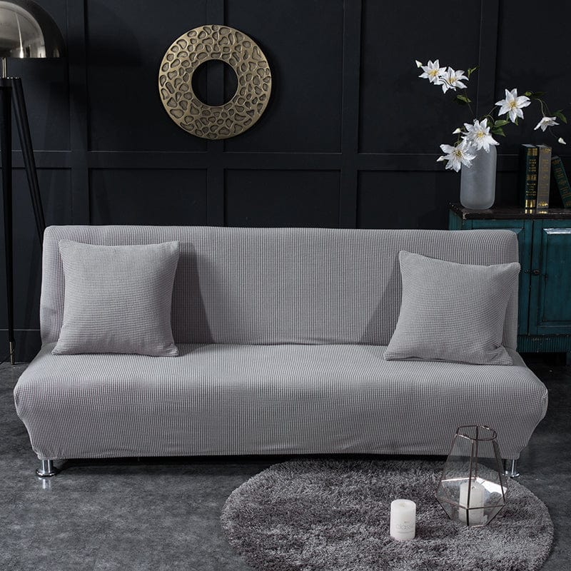 Water-repellent click-clack sofa bed cover, Light grey, fitted on a click-clack sofa bed