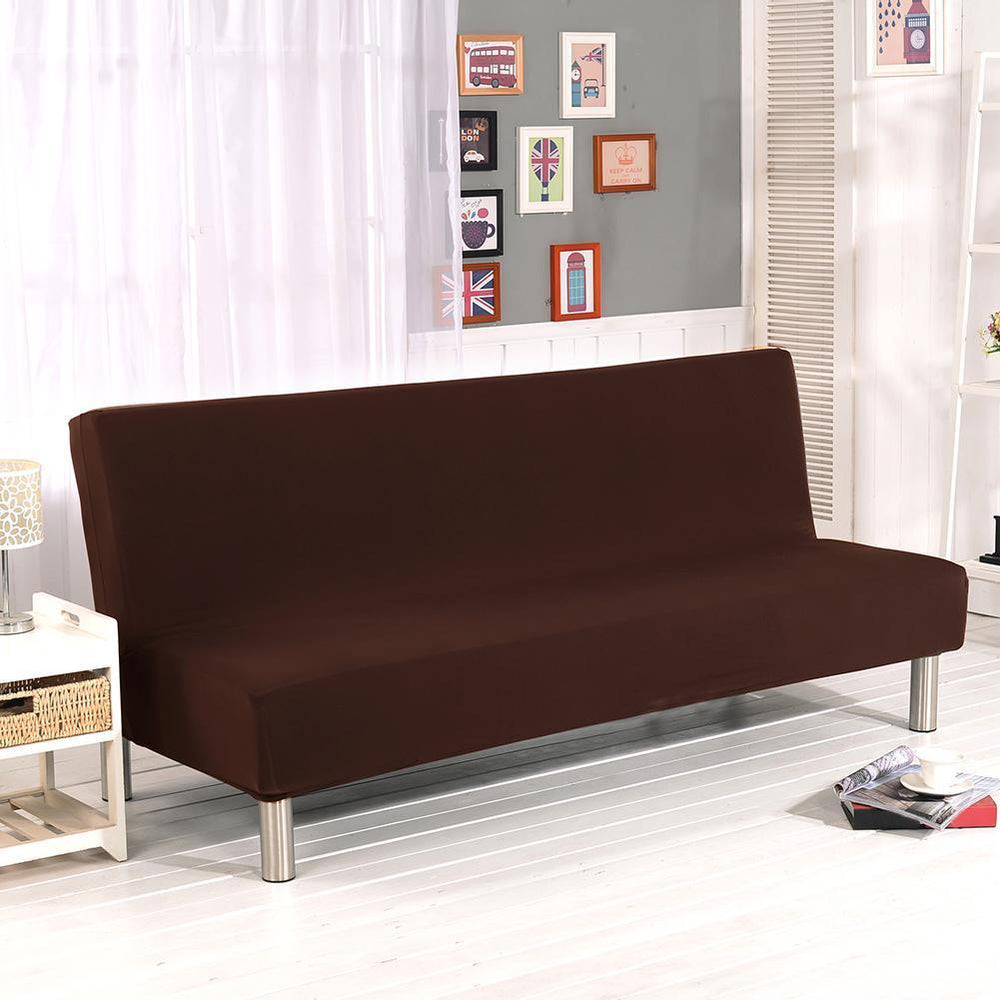 Stretch click-clack sofa bed cover, Chocolate, fitted on a click-clack sofa bed