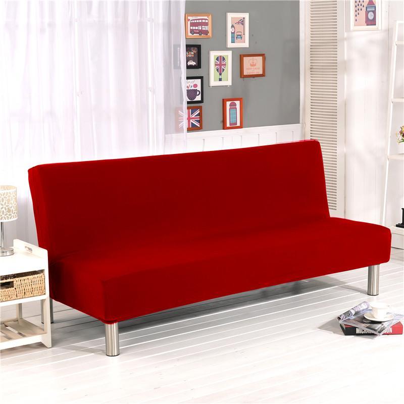 Stretch click-clack sofa bed cover, Red, fitted on a click-clack sofa bed