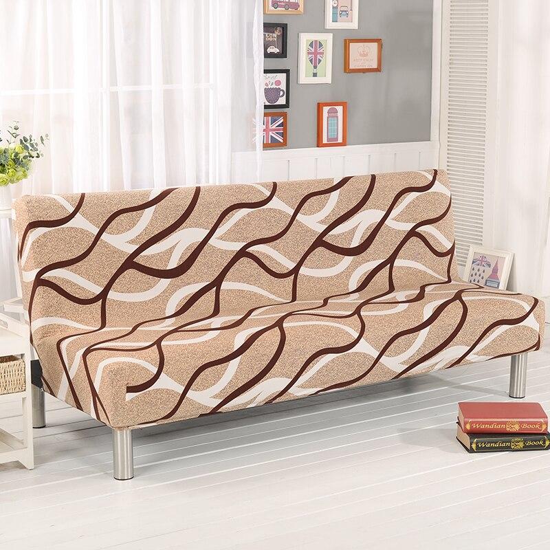 Stretch click-clack sofa bed cover, Beige waves, fitted on a click-clack sofa bed
