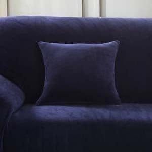 Velvet cushion covers 45 × 45 cm (18 in), pack of 2, Midnight blue, fitted on a sofa