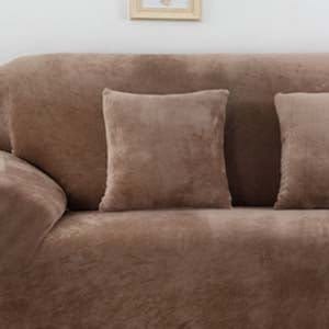 Velvet cushion covers 45 × 45 cm (18 in), pack of 2, Mocha, fitted on a sofa