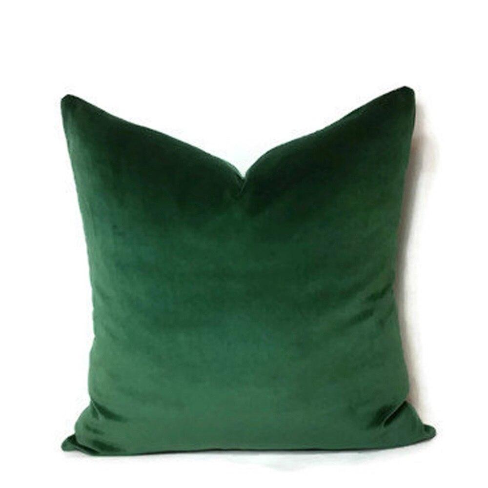 Stretch cushion covers 45 × 45 cm (18 in), pack of 2, Forest green, fitted on a sofa
