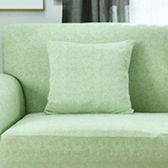 Stretch cushion covers 45 × 45 cm (18 in), pack of 2, Almond green marl, fitted on a sofa