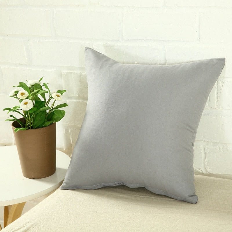 Stretch cushion covers 45 × 45 cm (18 in), pack of 2, Light grey, fitted on a sofa