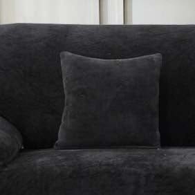 Velvet cushion covers 45 × 45 cm (18 in), pack of 2, Jet black, fitted on a sofa
