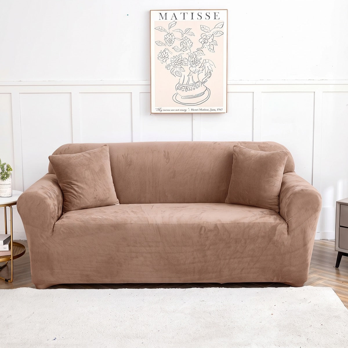 Velvet sofa cover, Mocha