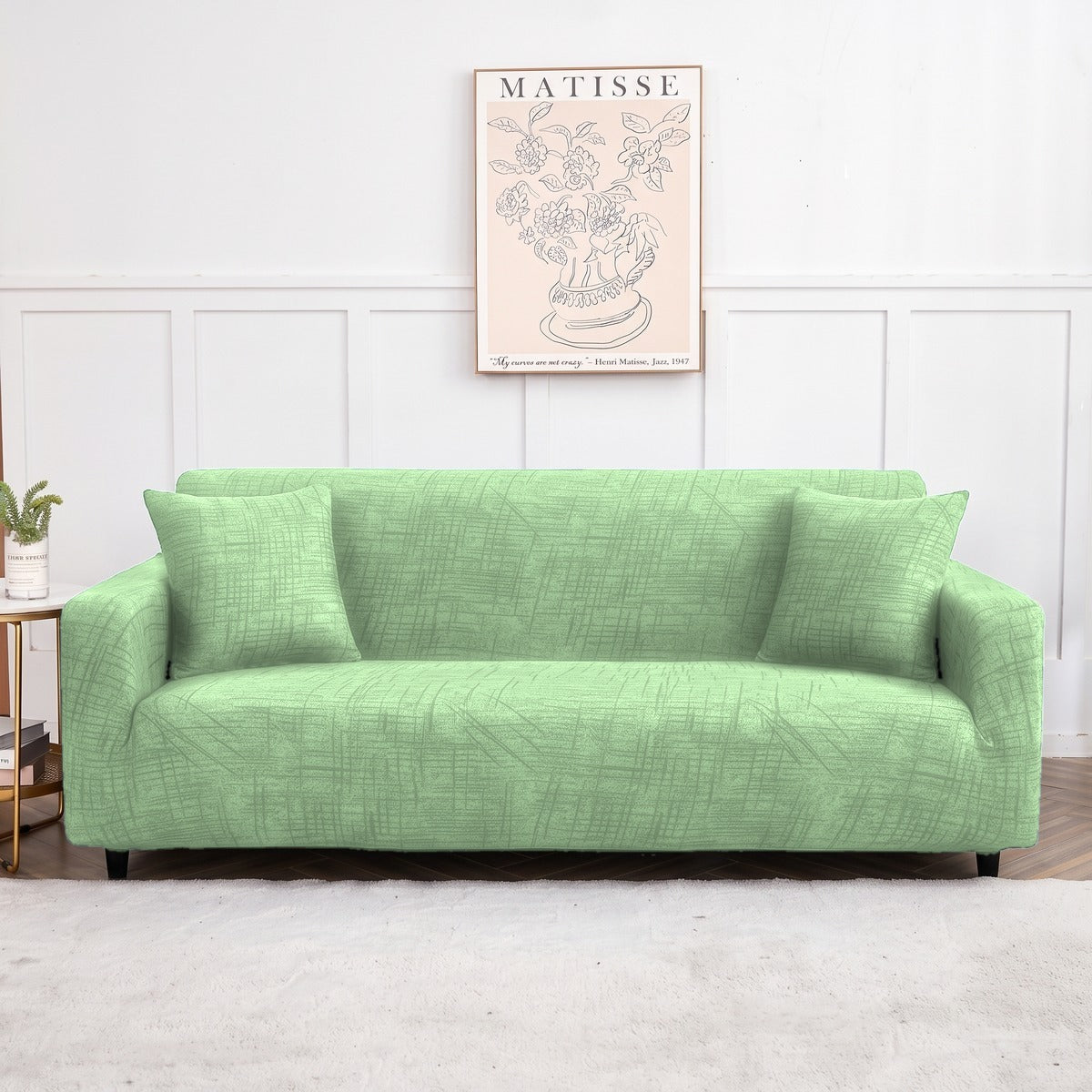 Stretch sofa cover, Almond green marl