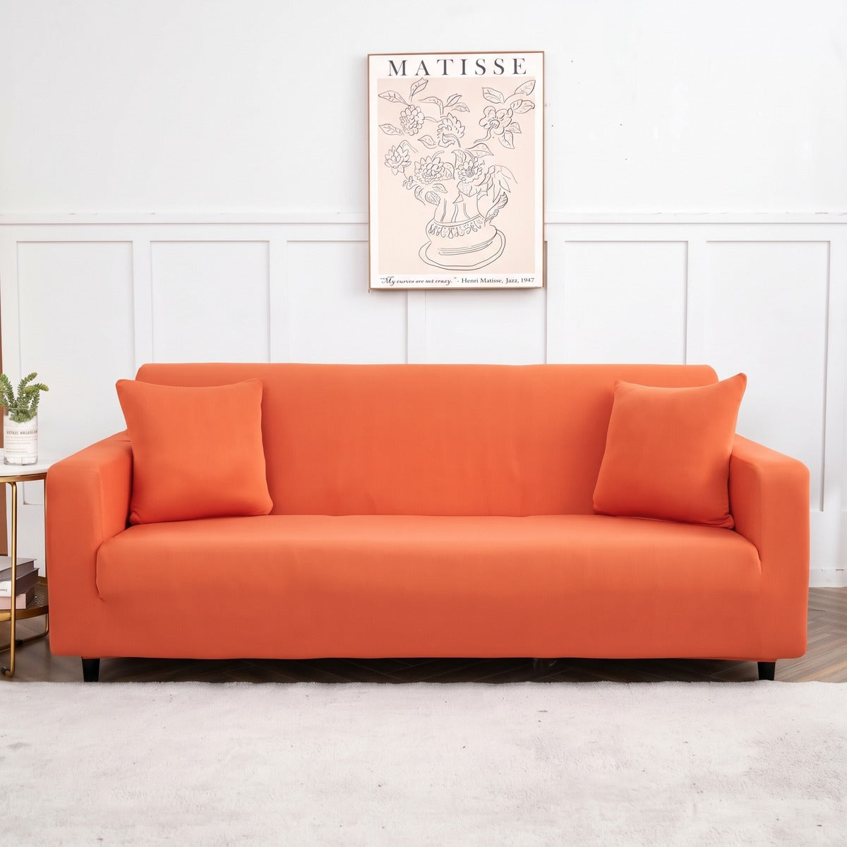 Stretch sofa cover, Orange