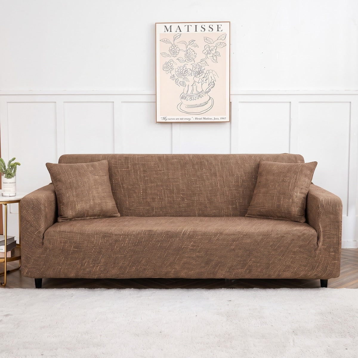 Stretch sofa cover, Brown marl