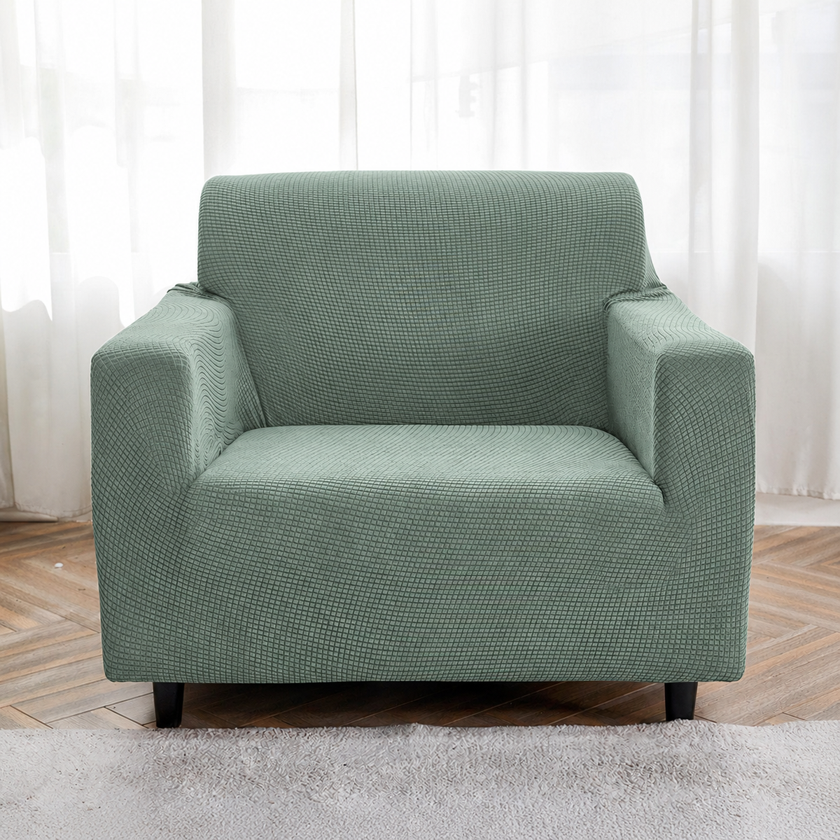 Water-repellent armchair cover, Sage green — view 4