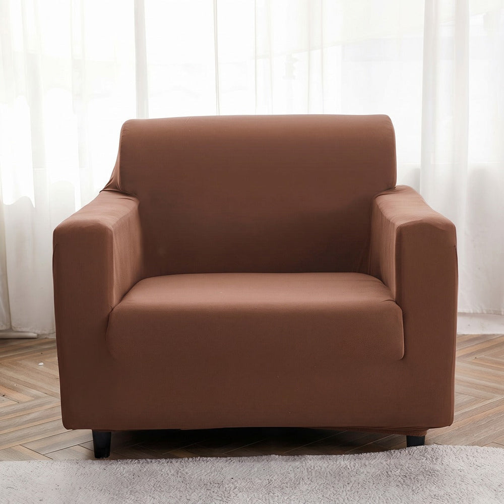 Stretch armchair cover, Brown