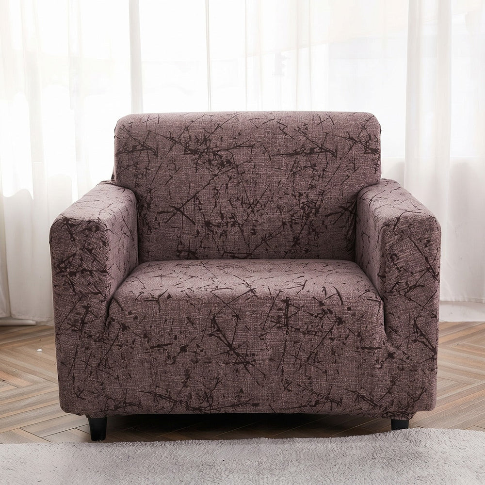 Stretch armchair cover, Taupe twigs