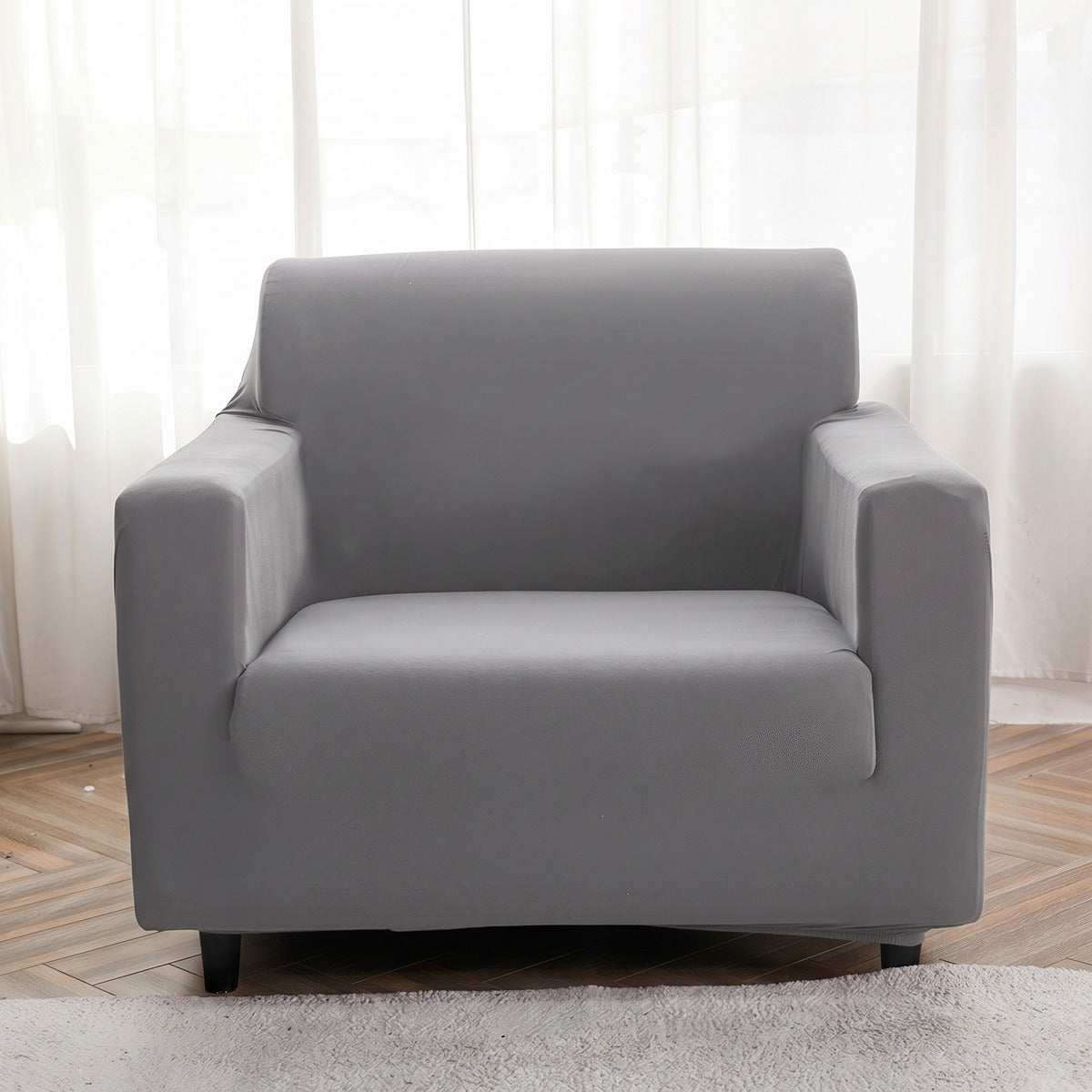 Stretch armchair cover, Light grey