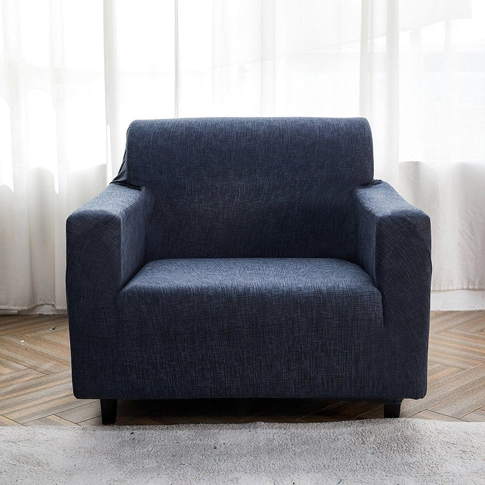 Stretch armchair cover, Navy marl