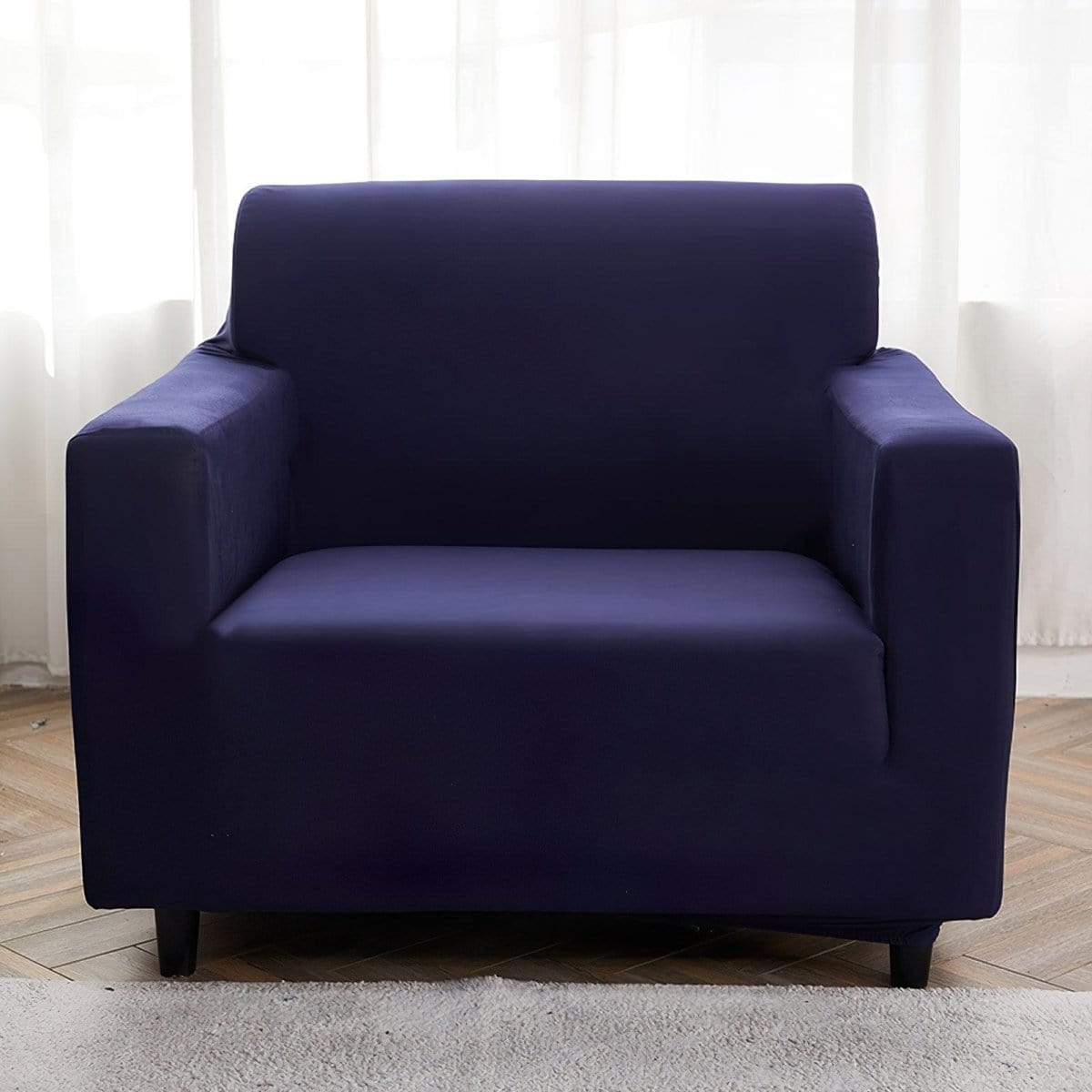 Stretch armchair cover, Navy blue