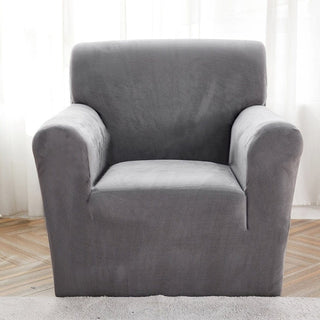 Velvet armchair cover, Pewter grey