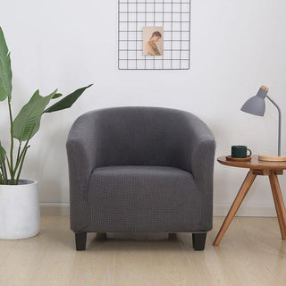 Water-repellent tub chair cover, Grey, fitted on a tub chair