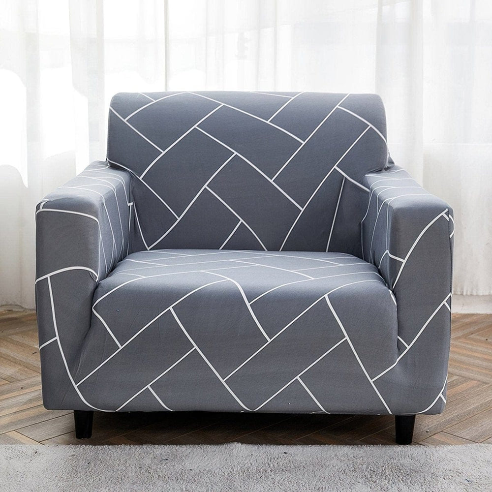 Stretch armchair cover, Grey chevron