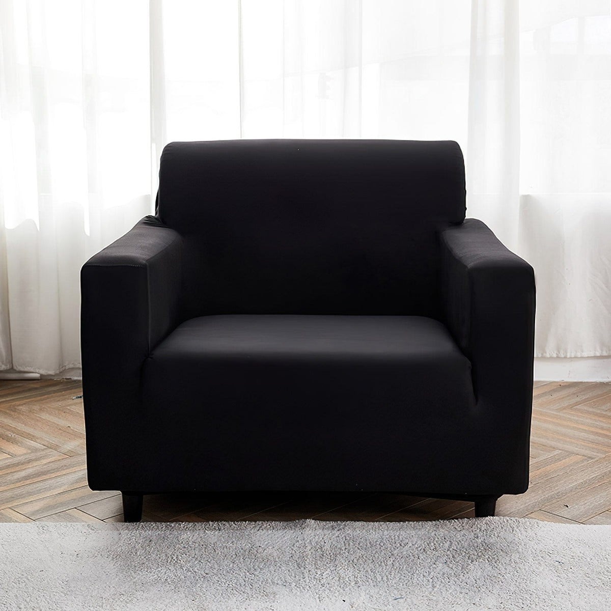 Stretch armchair cover, Black