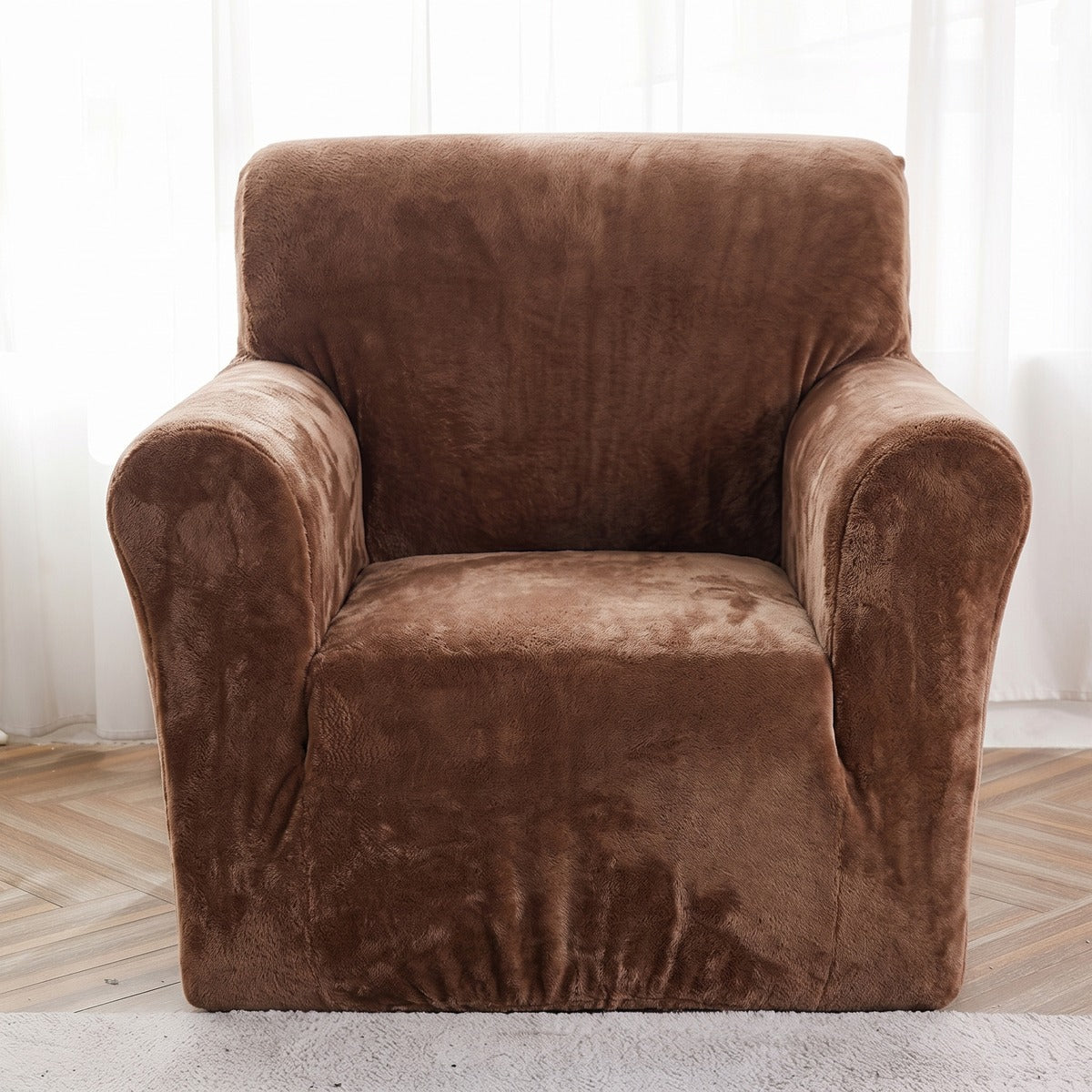 Velvet armchair cover, Mocha