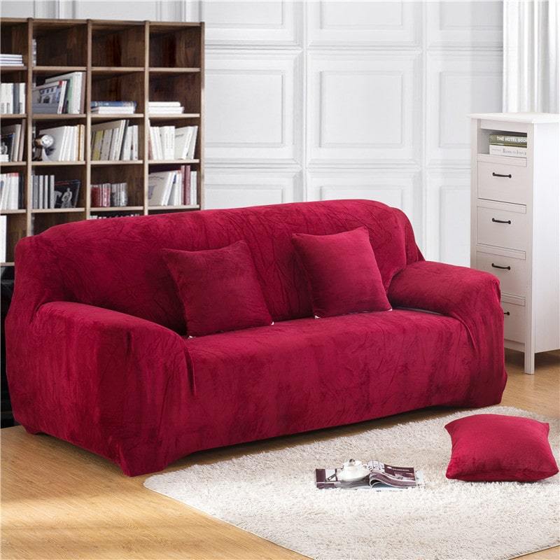 Red wine - Armchair and Sofa Stretch Velvet Covers - The Sofa Cover House