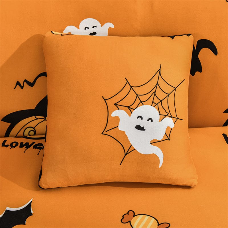 Black and white ghost Halloween - TWO PIECES - EXPANDABLE CUSHION COVERS 18" X 18" (45 CM X 45 CM)