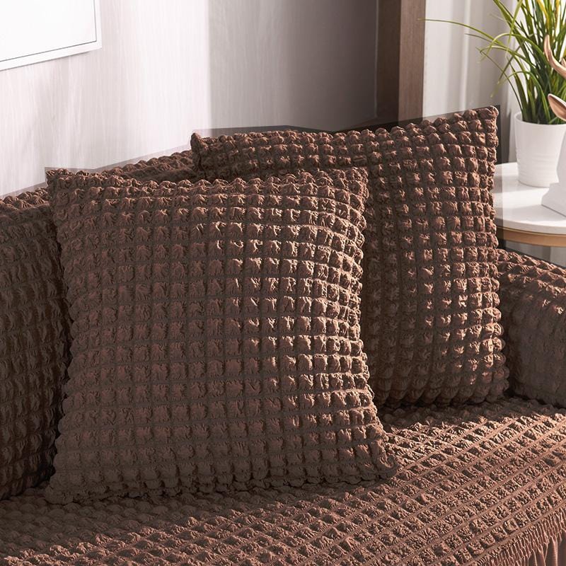 Brown - TWO PIECES - EXPANDABLE CUSHION COVERS 18" X 18" (45 CM X 45 CM)