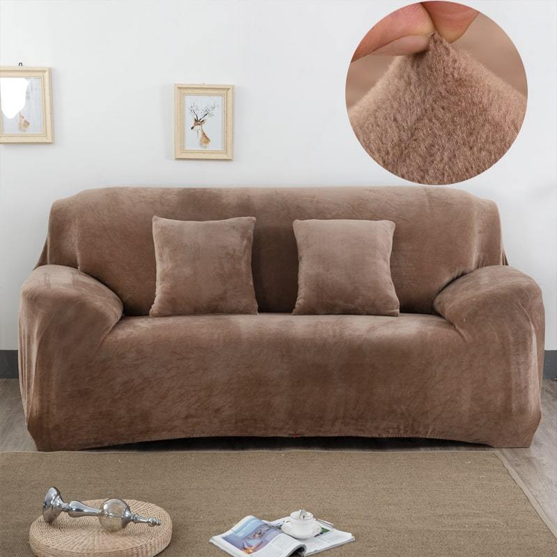 Coffee - Armchair and Sofa Stretch Velvet Covers - The Sofa Cover House